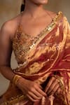 Priyanka Raajiv_Pink Silk Chanderi Teej Border Saree With Unstitched Blouse Piece _at_Aza_Fashions