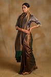 Buy_Priyanka Raajiv_Green Silk Banarasi Zari Tusu Saree With Unstitched Blouse Piece  _Online_at_Aza_Fashions