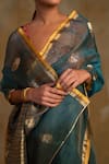 Priyanka Raajiv_Blue Silk Organza Paisley Buti Ugadi Saree With Unstitched Blouse Piece _at_Aza_Fashions