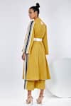 Shop_Madder Much_Yellow Cotton Embroidery Open Neck Amaya Reversible Stripe Print Jacket _at_Aza_Fashions