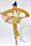 Buy_Madder Much_Yellow Cotton Embroidery Open Neck Amaya Reversible Stripe Print Jacket _Online_at_Aza_Fashions