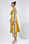 Madder Much_Yellow Cotton Embroidery Open Neck Amaya Reversible Stripe Print Jacket _at_Aza_Fashions