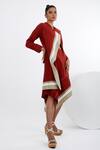Shop_Madder Much_Red 100% Handloom Cotton Embroidery Stitchline Beni Stripe Print Skirt Set _Online_at_Aza_Fashions