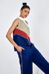 Shop_Madder Much_Multi Color Cotton Embroidery Round Neck Bono Colorblock Chef Top And Pant Set _Online_at_Aza_Fashions