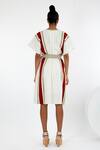 Shop_Madder Much_White Handloom Cotton Keyhole Neck Fubu Stripe Print Kaftan Dress _at_Aza_Fashions