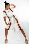 Buy_Madder Much_White Handloom Cotton Keyhole Neck Fubu Stripe Print Kaftan Dress _Online_at_Aza_Fashions
