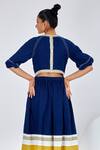 Madder Much_Blue Handloom , Round Neck Kawa Peek A Back Midi Dress _Online_at_Aza_Fashions