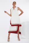 Buy_Madder Much_White Cotton Collared Sachi Color Block Layered Dress _at_Aza_Fashions