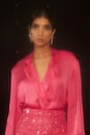 Sonam Parmar Jhawar_Pink Top Silk Organza North Kari Twin Overlap Shirt And Skirt Set _Online_at_Aza_Fashions