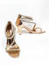 Shop_THE ALTER_Gold Embellished Serena Rhinestone Strappy Stilettoes _at_Aza_Fashions