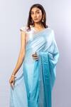 Sayisha_Blue Shantoon Crystals Embellished Saree With Unstitched Blouse Piece_Online_at_Aza_Fashions