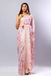 Buy_SAYISHA_Pink Tissue Peony Bloom Print Saree With Unstitched Blouse Piece  _at_Aza_Fashions