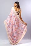 Shop_SAYISHA_Pink Tissue Peony Bloom Print Saree With Unstitched Blouse Piece  _at_Aza_Fashions