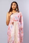 SAYISHA_Pink Tissue Peony Bloom Print Saree With Unstitched Blouse Piece  _Online_at_Aza_Fashions