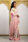 Buy_SAYISHA_Pink Tissue Gardenia Print Saree With Unstitched Blouse Piece  _Online_at_Aza_Fashions