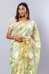 SAYISHA_Yellow Organza Daffodil Embroidery Saree With Unstitched Blouse Piece  _Online_at_Aza_Fashions