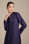 Shop_AMPM_Purple Thick Wool Embroidered Embossed Jacket Open Palazzo Set _Online_at_Aza_Fashions