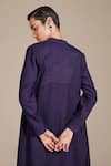 AMPM_Purple Thick Wool Embroidered Embossed Jacket Open Palazzo Set _at_Aza_Fashions