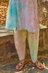 NIMA FASHIONS_Multi Color Net Tie-dyed And Hand Embroidered Abstract Pearl Yoke Kurta Set _at_Aza_Fashions