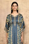 Buy_Naintara Bajaj_Multi Color Kaftan Gajji Silk (satin) Printed Abstract Leaf Neck With Inner_Online_at_Aza_Fashions