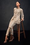 Buy_Studio22 by Pulkita Arora Bajaj_Ivory Net Pearl Embroidery Round Neck Angelical Jaal Kurta With Pant _at_Aza_Fashions