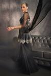 Shop_Studio22 By Pulkita Arora Bajaj_Black Crepe, Net Sequins, Constellation Embellished Peplum Kurta Sharara Set _Online_at_Aza_Fashions