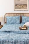 Buy_House This_Blue 100% Cotton Printed Gamathi Double Bed Set _at_Aza_Fashions