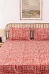 Shop_House This_Red 100% Cotton Printed Gamathi Double Bed Set_at_Aza_Fashions