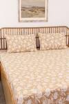 House This_Beige 100% Cotton Printed Genda Phool Double Bed Set _Online_at_Aza_Fashions