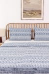 Buy_House This_Blue 100% Cotton Printed Kullu Patti Double Bed Set _Online_at_Aza_Fashions