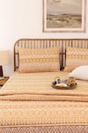 Buy_House This_Yellow 100% Cotton Printed Kullu Patti Double Bed Set _at_Aza_Fashions