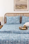 Buy_House This_Blue 100% Cotton Printed Gamathi Double Bed Set _at_Aza_Fashions