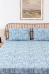 Shop_House This_Blue 100% Cotton Printed Gamathi Double Bed Set _at_Aza_Fashions