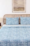 Buy_House This_Blue 100% Cotton Printed Gamathi Double Bed Set _Online_at_Aza_Fashions