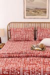 Buy_House This_Red 100% Cotton Printed Gamathi Double Bed Set _at_Aza_Fashions