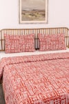 Shop_House This_Red 100% Cotton Printed Gamathi Double Bed Set _Online_at_Aza_Fashions