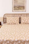 Shop_House This_Beige 100% Cotton Printed Genda Phool Bed Set _at_Aza_Fashions