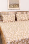 House This_Beige 100% Cotton Printed Genda Phool Bed Set _Online_at_Aza_Fashions