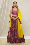 Buy_Alaya Advani_Purple Silk Blend Embroidered Gota Square Printed Scallop Hem Lehenga Set_at_Aza_Fashions