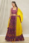 Buy_Alaya Advani_Purple Silk Blend Embroidered Gota Square Printed Scallop Hem Lehenga Set_Online_at_Aza_Fashions