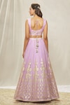 Shop_Alaya Advani_Purple Silk Blend Embroidered Gota Plunging Bead And Lehenga Set_at_Aza_Fashions