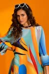 Crimp_Multi Color 100% Poly Round Abstract Pattern Shift Dress _Online_at_Aza_Fashions