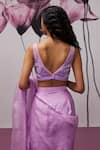 Zoon_Purple  - Chiffon Embroidered Sheer Pre-stitched With Blouse _Online_at_Aza_Fashions