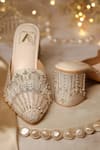 Buy_House Of Vian_Silver Crystals, Cut Work, Sequins Sitarah Stripe Embroidered Mule Heels _at_Aza_Fashions