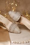 Buy_House Of Vian_Silver Crystals, Cut Work, Sequins Sitarah Stripe Embroidered Mule Heels _Online_at_Aza_Fashions