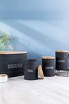 Shop_The Modern Storey_Black Wood, Steel Solid And Canister Set_at_Aza_Fashions