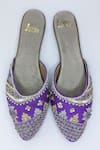 Shop_Azora_Purple Thread Abdar Cut Dana Embroidered Mules _at_Aza_Fashions