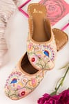 Buy_Azora_Beige Thread And Pearl Embroidered Gulmohar Juttis _at_Aza_Fashions