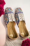 Buy_Azora_Blue Thread Dragonly Embroidered Juttis _at_Aza_Fashions