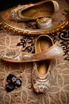 Buy_Azora_Gold Stone Metallic Cutdana Embellished Juttis _at_Aza_Fashions